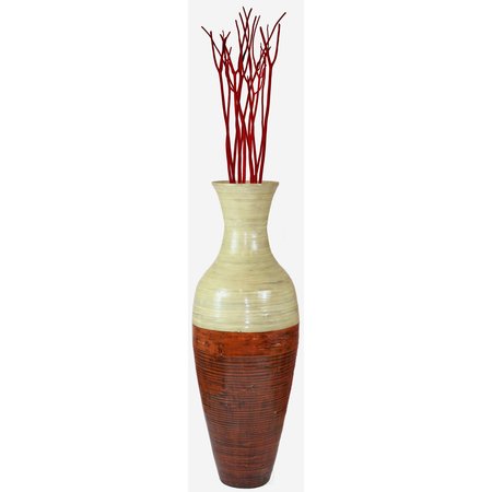 Uniquewise 43 in. Tall Bamboo Floor Vase, Red and Natural QI003244